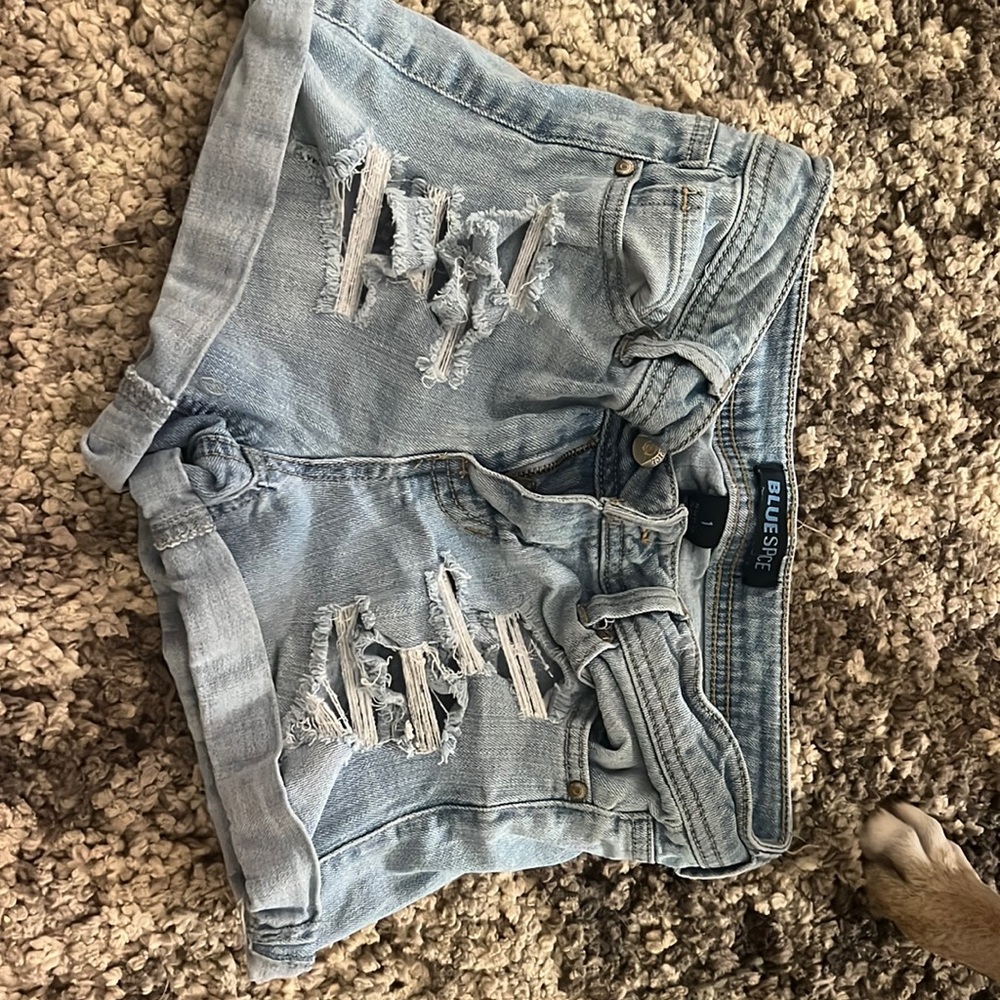 cute light wash ripped jean shorts